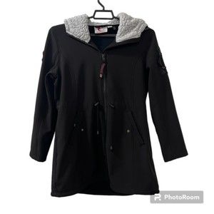 Canada Weather Gear Black Sherpa Lined Hood Hooded Full Zip Jacket Size Med